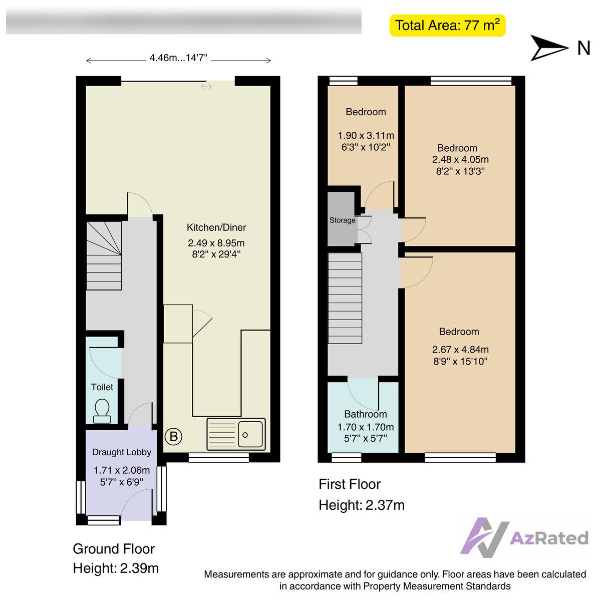 Floor plan of a three-bedroom home